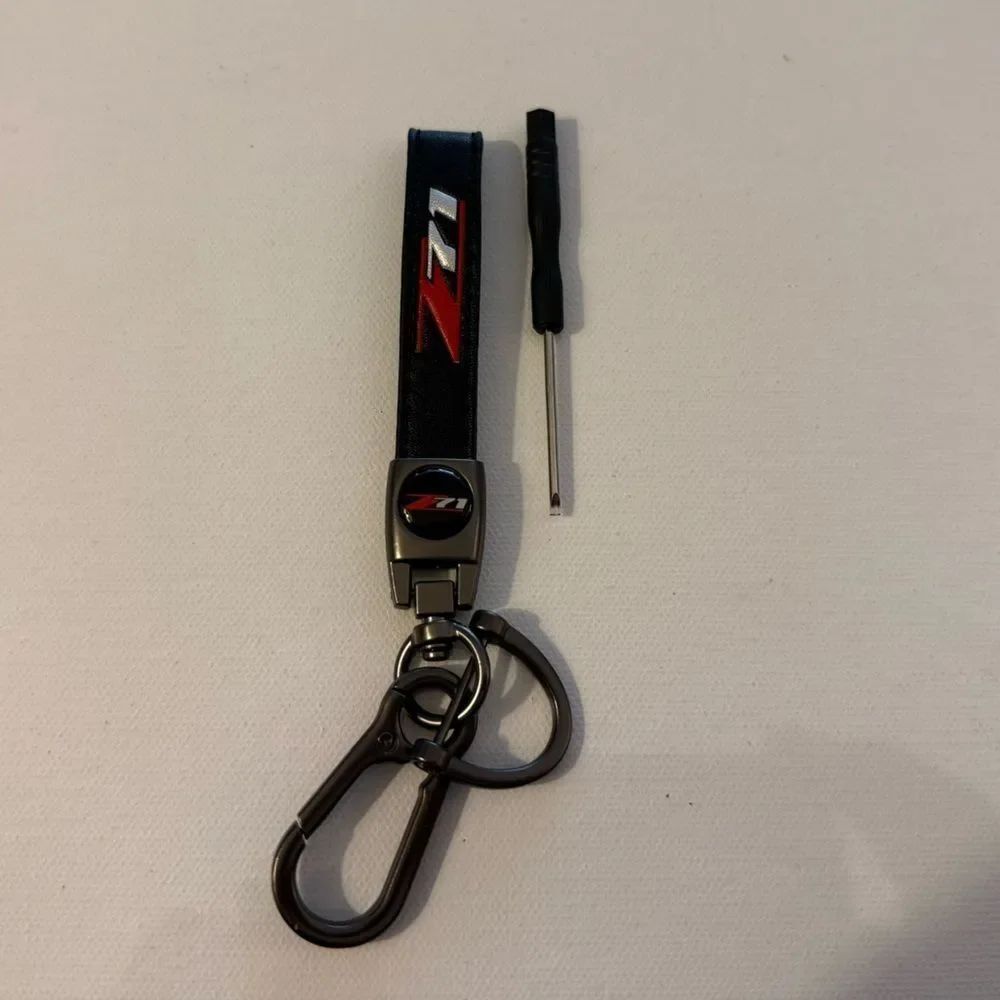 Z71 Chevrolet Key Fob Keychain in Black Leather with Logo NWT